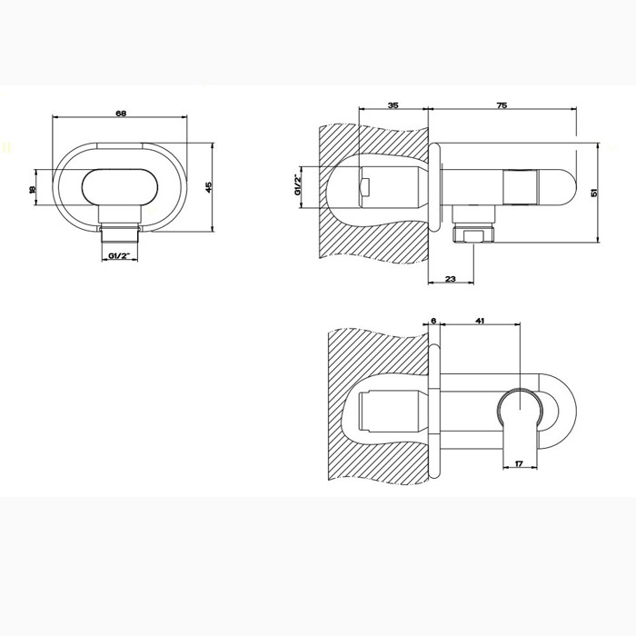 Держатель душевой лейки с выводом воды на 1/2”, Gessi Goccia, черный арт. 33761#299