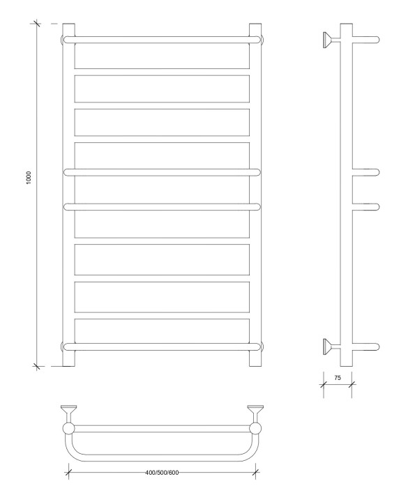 Полотенцесушитель водяной 100x40 Верона 1 (хром) Secado арт. 4603777445942