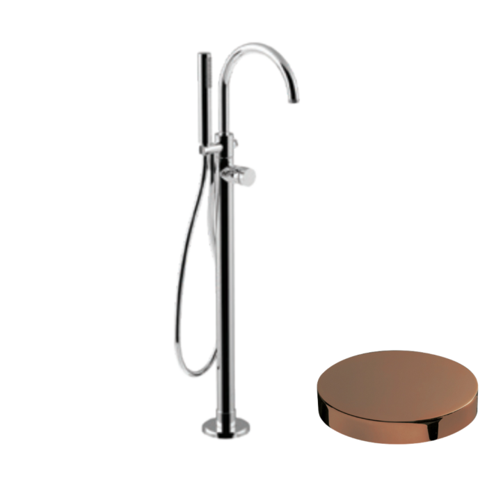 Внешняя часть смесителя для ванны отдельностоящий, излив, ручной душ, Giulini My ring deluxe, золото розовое арт. MR0092DLEPRG