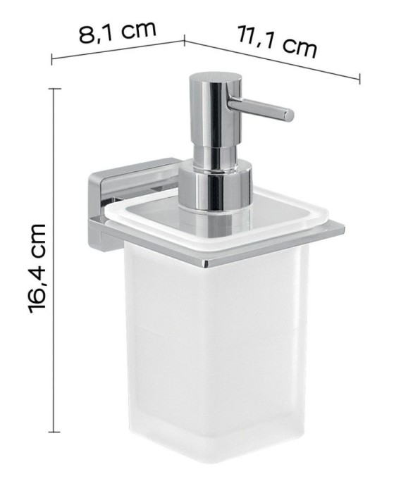 Настенный стеклянный дозатор c металлической помпой Atena Gedy, 4481(13) цвет: хром