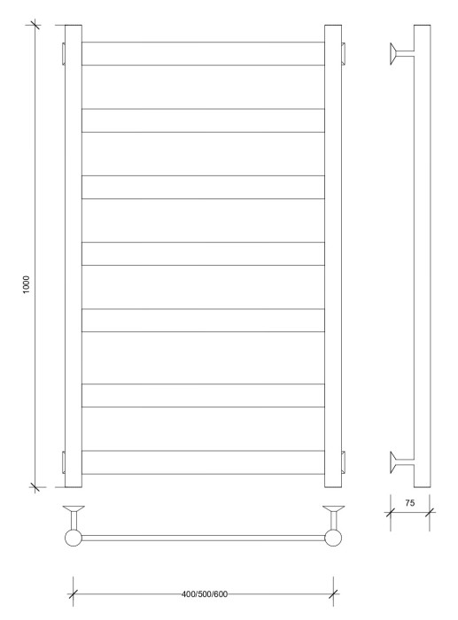 Полотенцесушитель водяной 100x60 Комано 2 (черный) Secado арт. 4603777441340