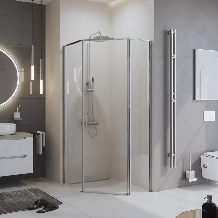 Душевой уголок 100x195 BelBagno, глянцевый хром, Uno-195 арт. UNO-195-PH-1-100/80-C-Cr