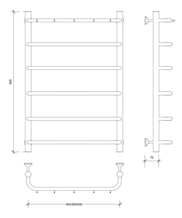 Полотенцесушитель водяной 80x60 Мерида 1 К (хром) Secado арт. 4603777445294