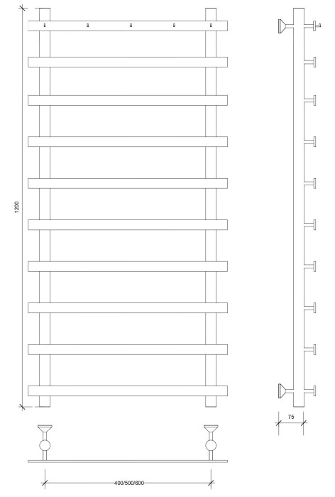 Полотенцесушитель водяной 120x50 Понтида 1 К (хром) Secado арт. 4603759401980