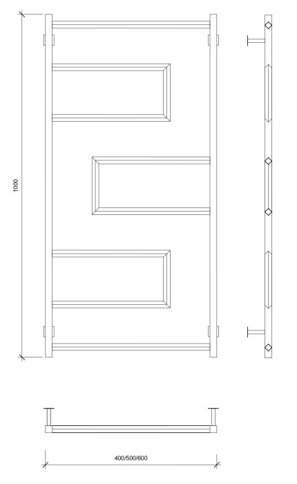 Полотенцесушитель водяной 100x60 Рабби (черный) Secado арт. 4673739252864
