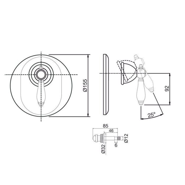 Fima Carlo Frattini Встроенный смеситель с переключателем на 2 источника, Herend, F5409X2CR цвет: хром