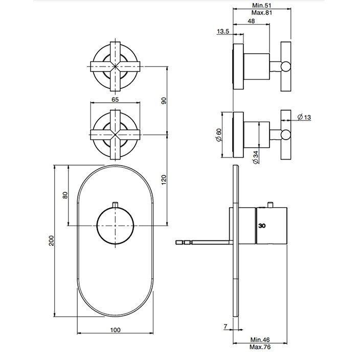 Fima Carlo Frattini Смеситель для душа, встраиваемый, термостатический, с переключателем на 2 выхода, Maxima, F5333X2CR цвет: хром