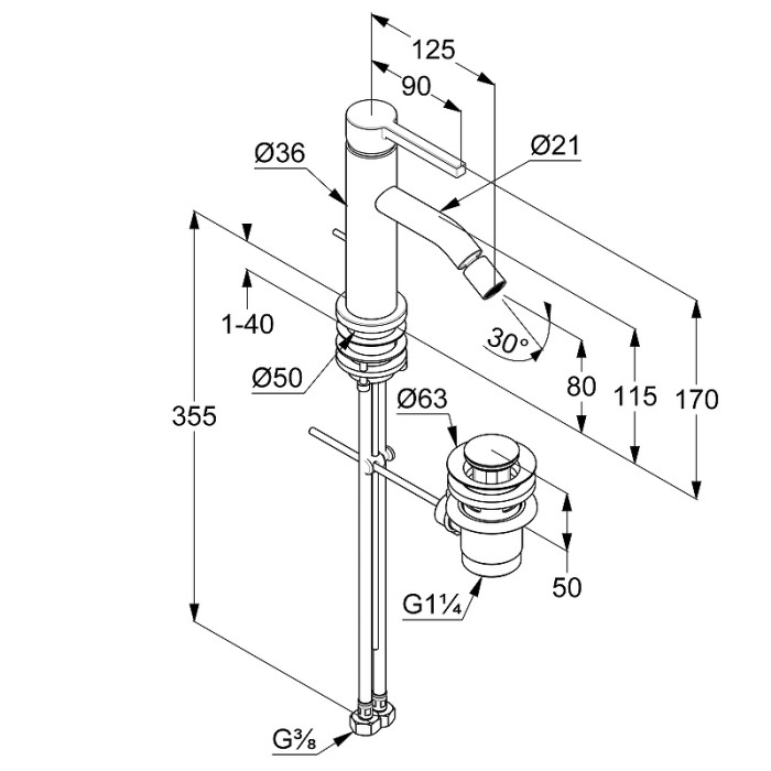 Однорычажный смеситель для биде, матовый, nova fonte pura Kludi, белый матовый - 202165315