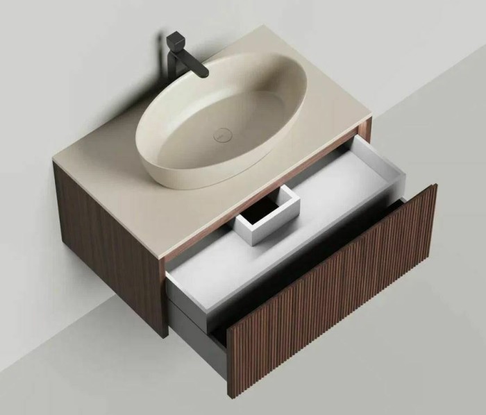 Подвесная тумба domino 800, шпон, фрезерованный, Salini арт. 27D208F