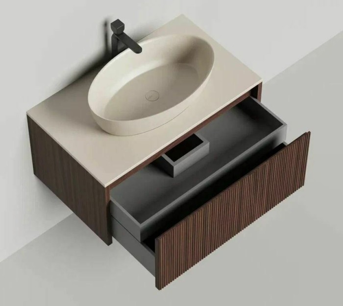 Подвесная тумба domino 800, шпон, фрезерованный, Salini арт. 27D208F