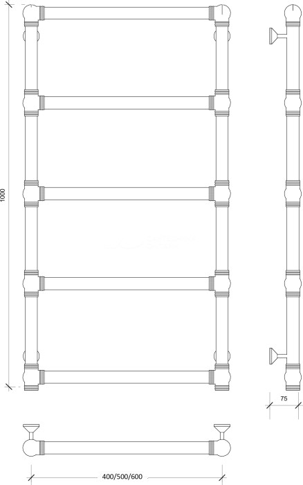 Полотенцесушитель водяной латунный 40x100 Фалерони 1 (бронза) Secado арт. 4603777479763
