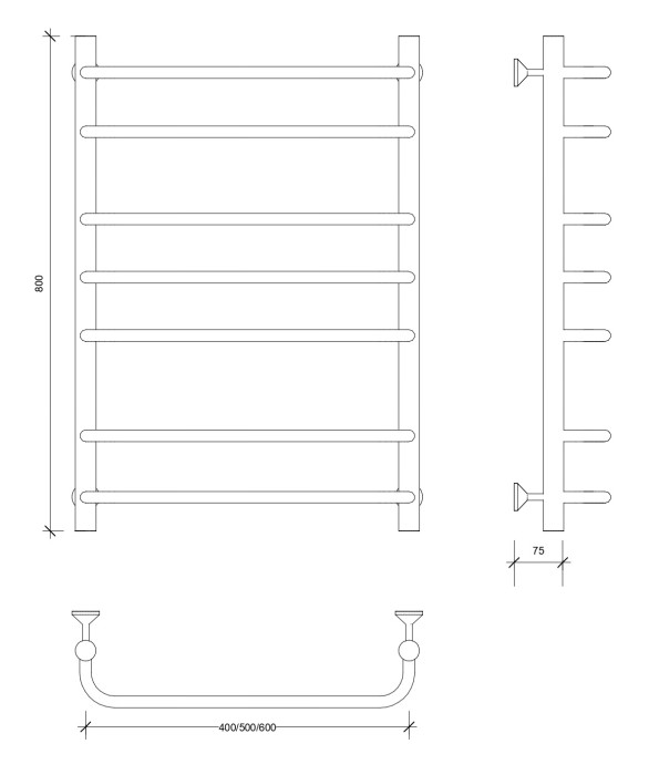 Полотенцесушитель водяной 80x60 Мерида 2 (черный) Secado арт. 4673739225554
