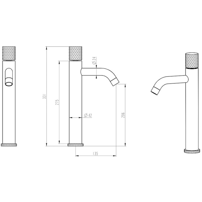 Смеситель для умыв. Выс. Touch matt black, Boheme Stick - 122-BB.2