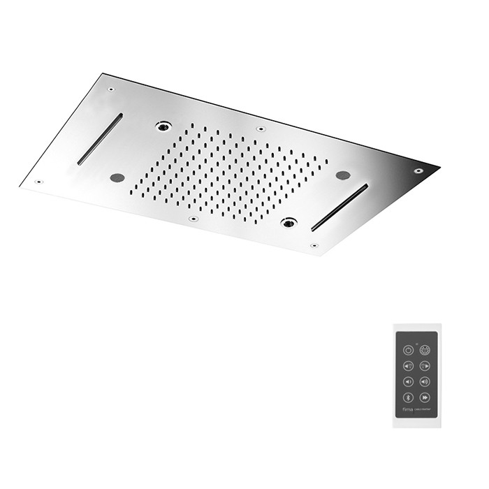 Fima Carlo Frattini Верхний душ Harmonia 700x400 мм., встраиваемый, 2 режима: дождь, 2 каскада; Bluetooth, хромотерапия LED, Wellness, F2904CR цвет: хром