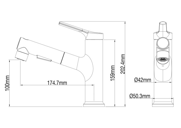 Смеситель для раковины с выдвижным изливом, Wonzon & Woghand, WW-A40862-CR цвет: хром