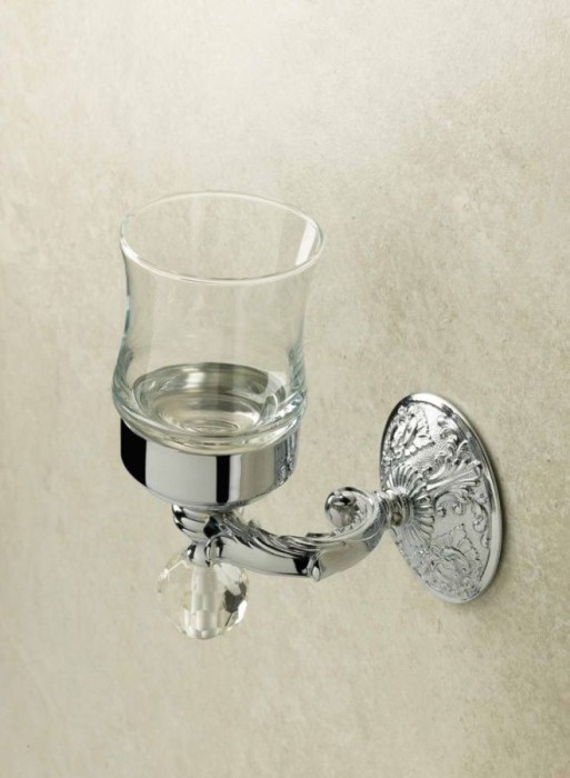 Настенный стакан со стеклом Murano STIL HAUS Noto light, NT10V(08) цвет: хром