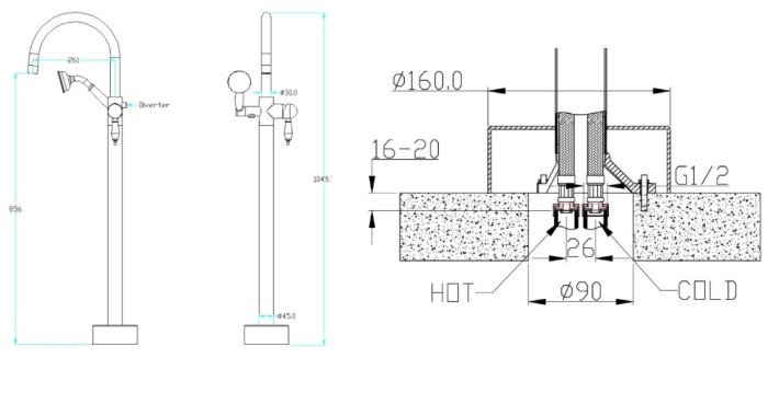 Смеситель для ванны, бронза, Medici Boheme 309