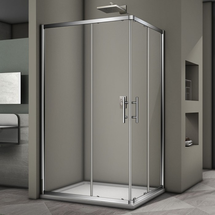 Душевой угол 1000x800x1900 хром, Veconi Rovigo, стекло прозрачное арт. RV30-10080PR-01-19C3