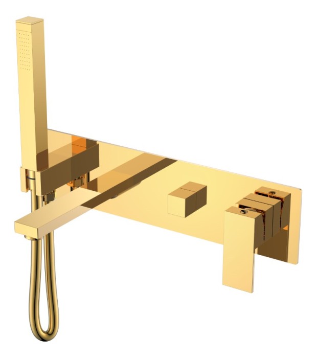 Смеситель для ванны, Shinny Gold, Qubic Boheme 474-2-G