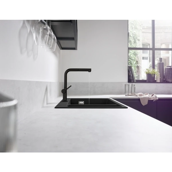 Смеситель для кухни, с вытяжным изливом, Hansgrohe Talis M54, черный арт. 72808670