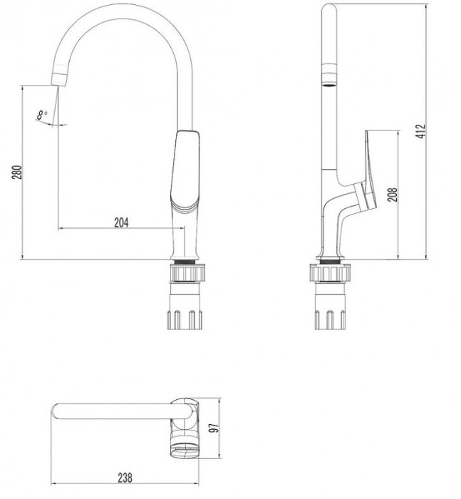 Смеситель для кухни Lemark Bronx LM3705GM цвет: графит