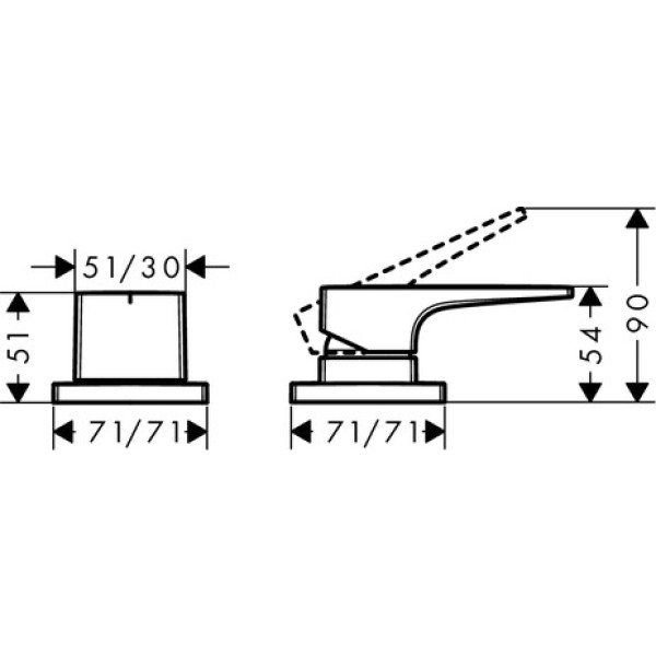 Смеситель для ванны на 2 отверстия, Hansgrohe Metropol, хром арт. 32548000