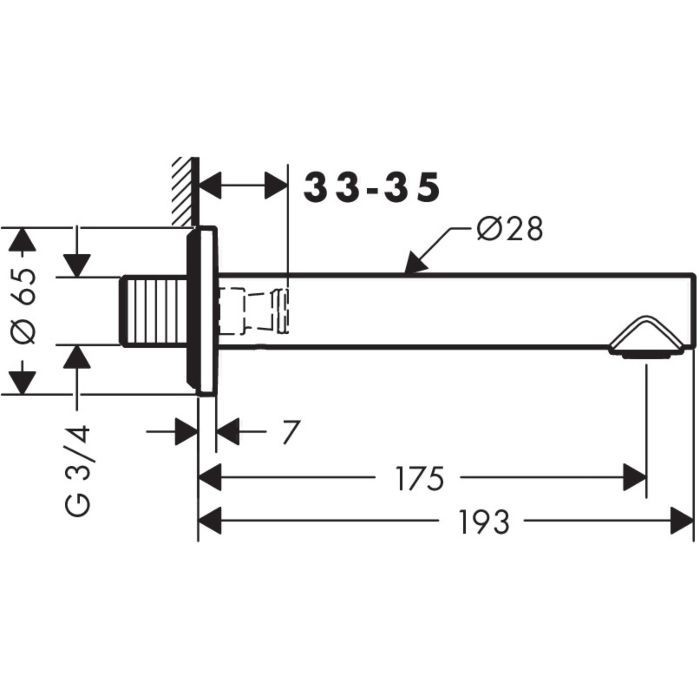 Излив для ванной Uno Axor, хром арт. 45410000