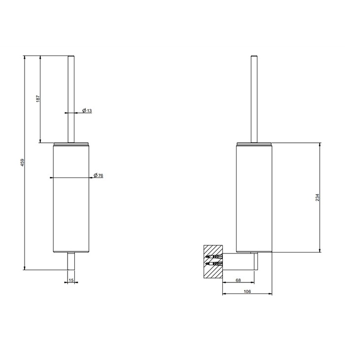 Туалетный ершик, подвесной, Gessi Origini, черный/black metal brushed pvd арт. 66420#707