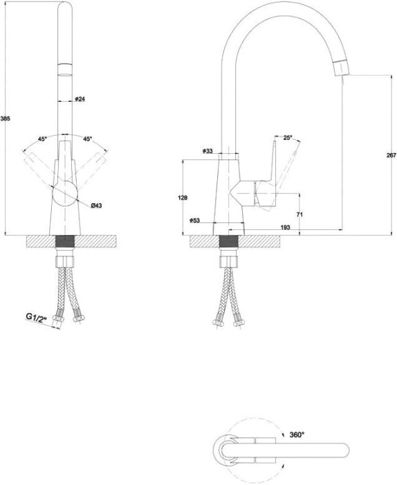 Смеситель для кухни  Paulmark HOLSTEIN, никель - Ho212065-NI