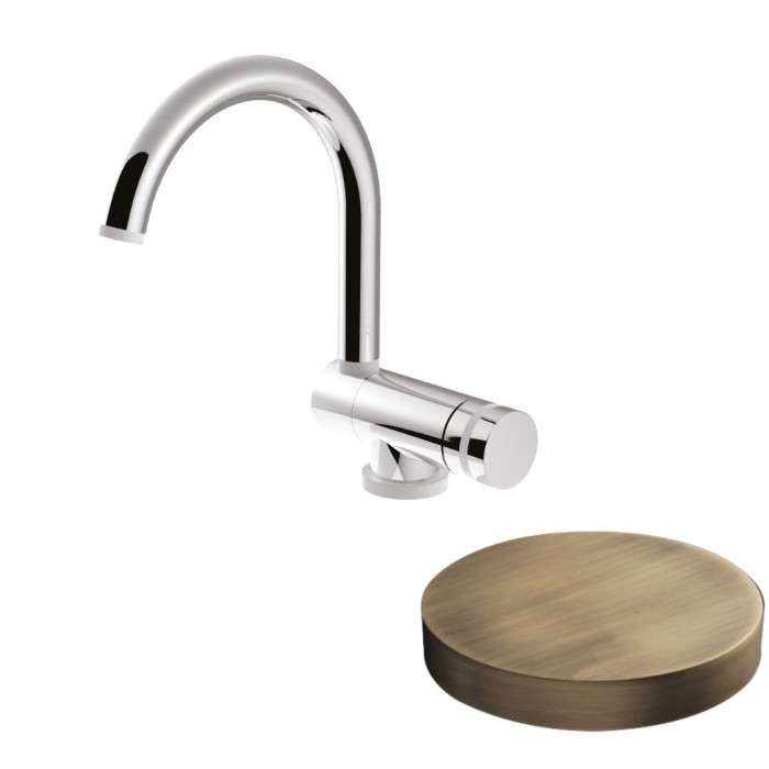 Смеситель для раковины, опускающийся и поворотный излив 17.6 см, без донного клапана, Giulini My ring, бронза матовая арт. MR0030/SCBROP