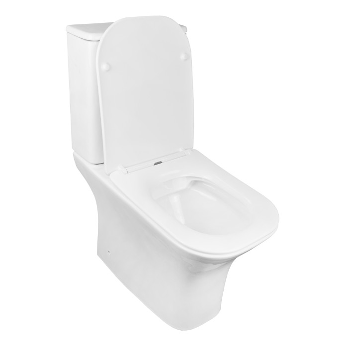 Унитаз-компакт 650х340х790 напольный, безободковый с бачком и сиденьем микролифт, Azario FRETTA SQUARE арт. AZ-5121