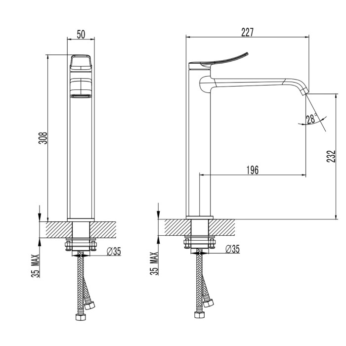 Смеситель для раковины-чаши, высокий, керамический картридж, без донного клапана, графит, Azario ABILITY арт. AZ-VQR168R31AJ