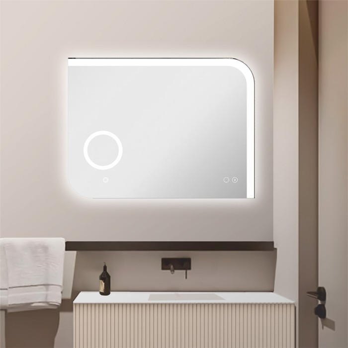 Зеркало Golden 1000х800 влагостойкое с подсветкой и подогревом, сенсорный выключатель, Azario Lotos - CS00084315