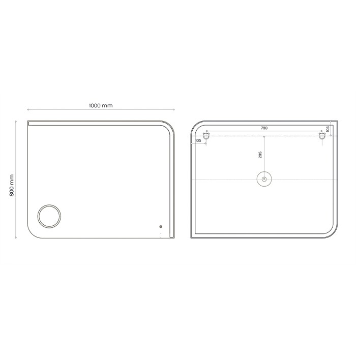 Зеркало Golden 1000х800 влагостойкое с подсветкой и подогревом, сенсорный выключатель, Azario Lotos - CS00084315