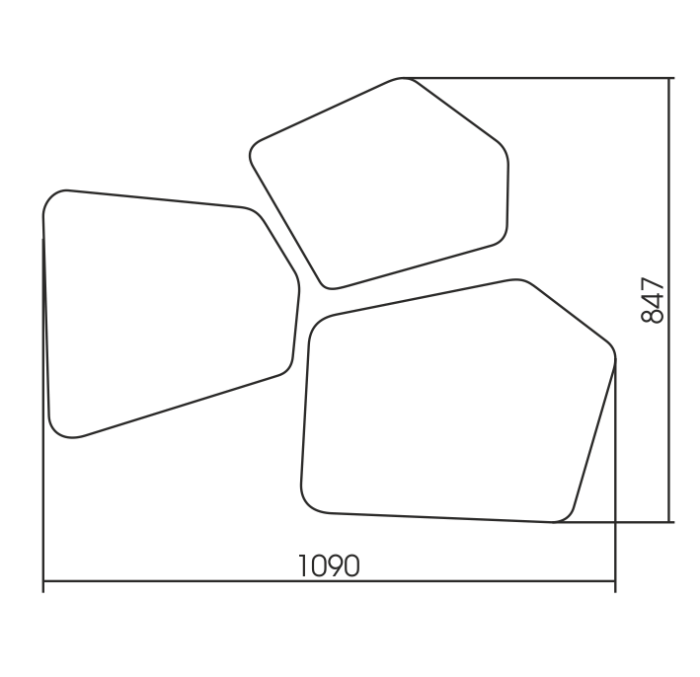Комплект зеркал бесконтактный сенсор, 3 элемента, Azario Bionic - LED-00002547