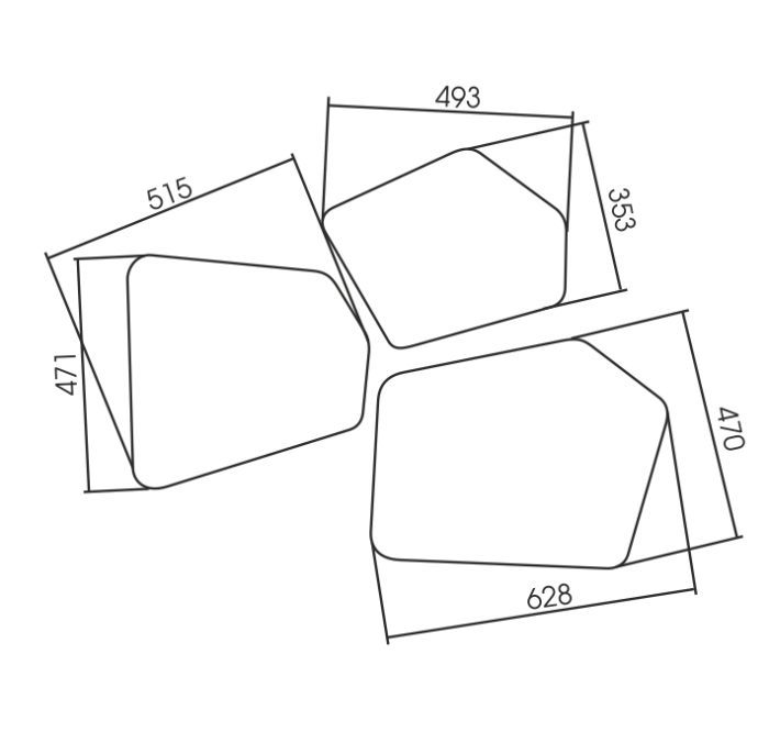 Комплект зеркал бесконтактный сенсор, 3 элемента, Azario Bionic - LED-00002547