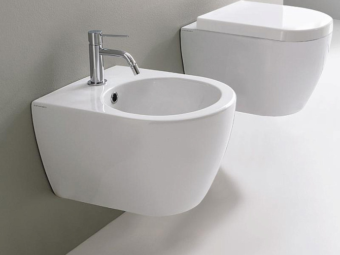 Подвесное биде с одним отверстием укороченное цвет белый, Scarabeo Moon - 5525