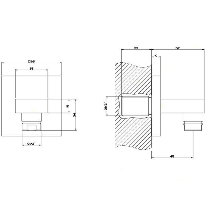 Вывод воды на 1/2", Gessi Rettangolo, black xl арт. 20169#299