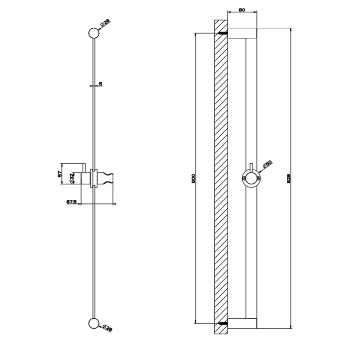 Штанга для душа, Gessi Shower316, шлифованная сталь арт. 54042#239