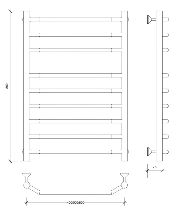 Полотенцесушитель водяной 80x50 Агата 5 (хром) Secado арт. 4603759402420