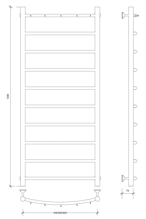 Полотенцесушитель водяной 120x50 Милан 1 К (хром) Secado арт. 4603759406282