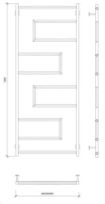 Полотенцесушитель водяной 120x40 Рабби (черный) Secado арт. 4673739252871