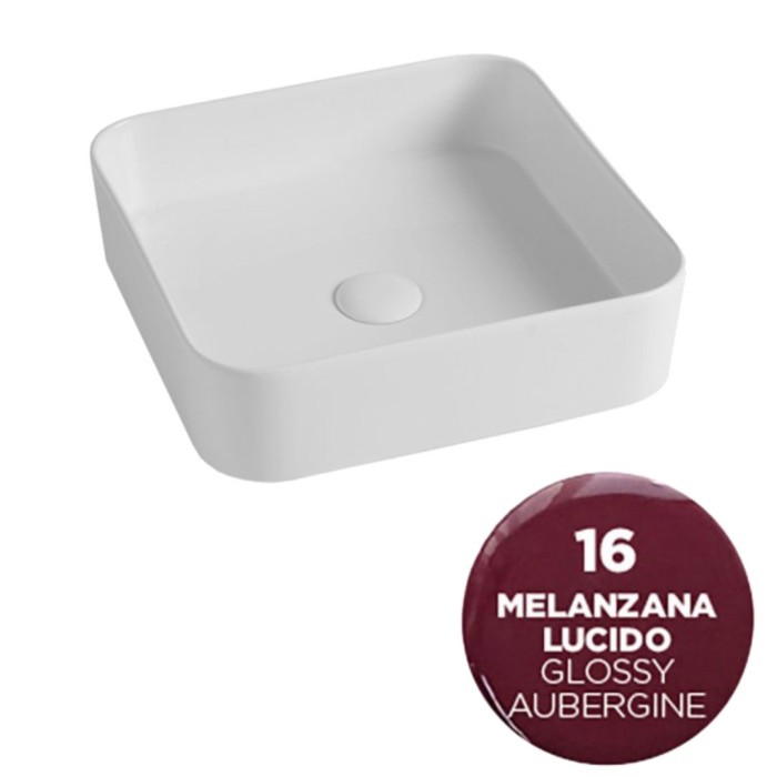 Накладная раковина, 40x40x11.5 см, Olympia ceramica Smash, баклажан глянцевый арт. SMA42QU4016