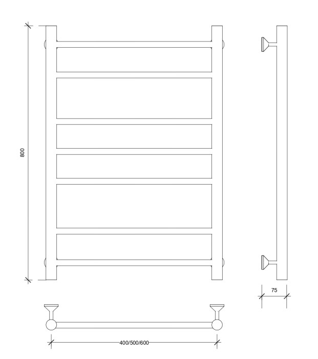 Полотенцесушитель водяной 80x50 Триада 2 (хром) Secado арт. 4603759403847
