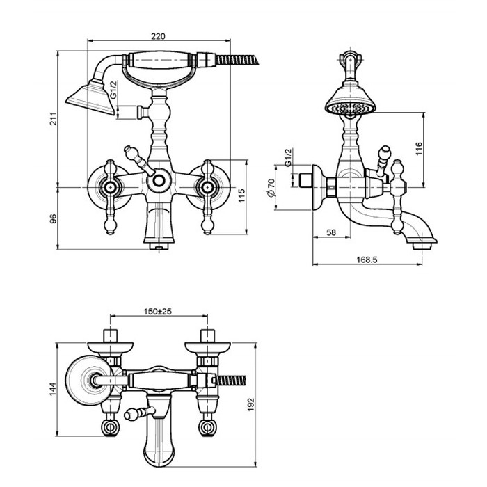 Fima Carlo Frattini Смеситель для ванны с душевым комплектом, Epoque, F5054CR цвет: хром