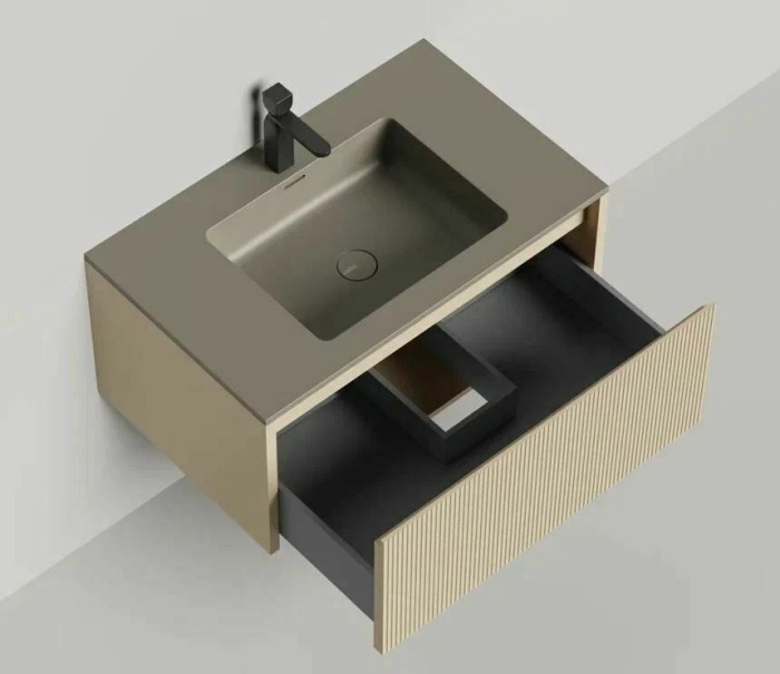 Подвесная тумба domino 800, эмаль, onda plus, фрезерованный, Salini арт. 27D108ONF