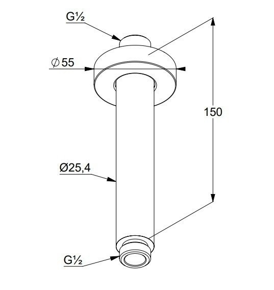 Потолочный кронштейн для верхнего душа 150 мм, a-qa Kludi, брашированное золото - 66515n0-00