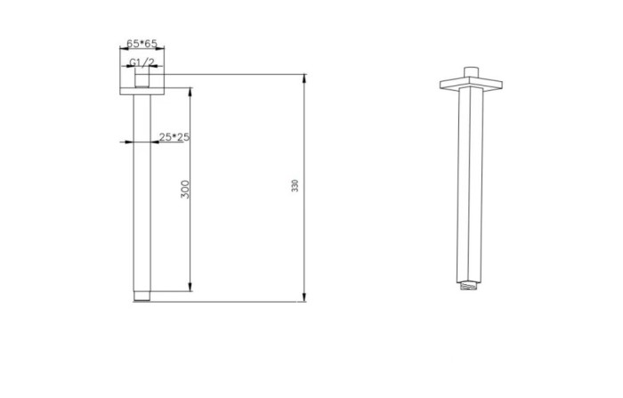 Труба-кронштейн для потолочного душа в квадратном дизайне, chrome, Boheme - 629-QUBIC-CR