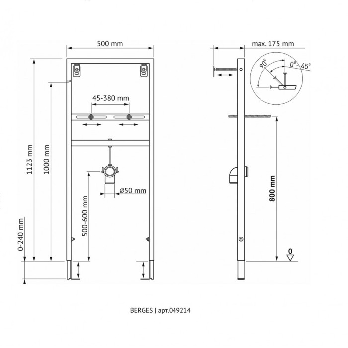 Рама для установки раковины, BERGES Novum арт. 049214