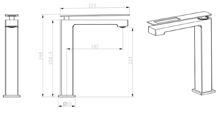 Смеситель для раковины, золото, Q Boheme 142-GB